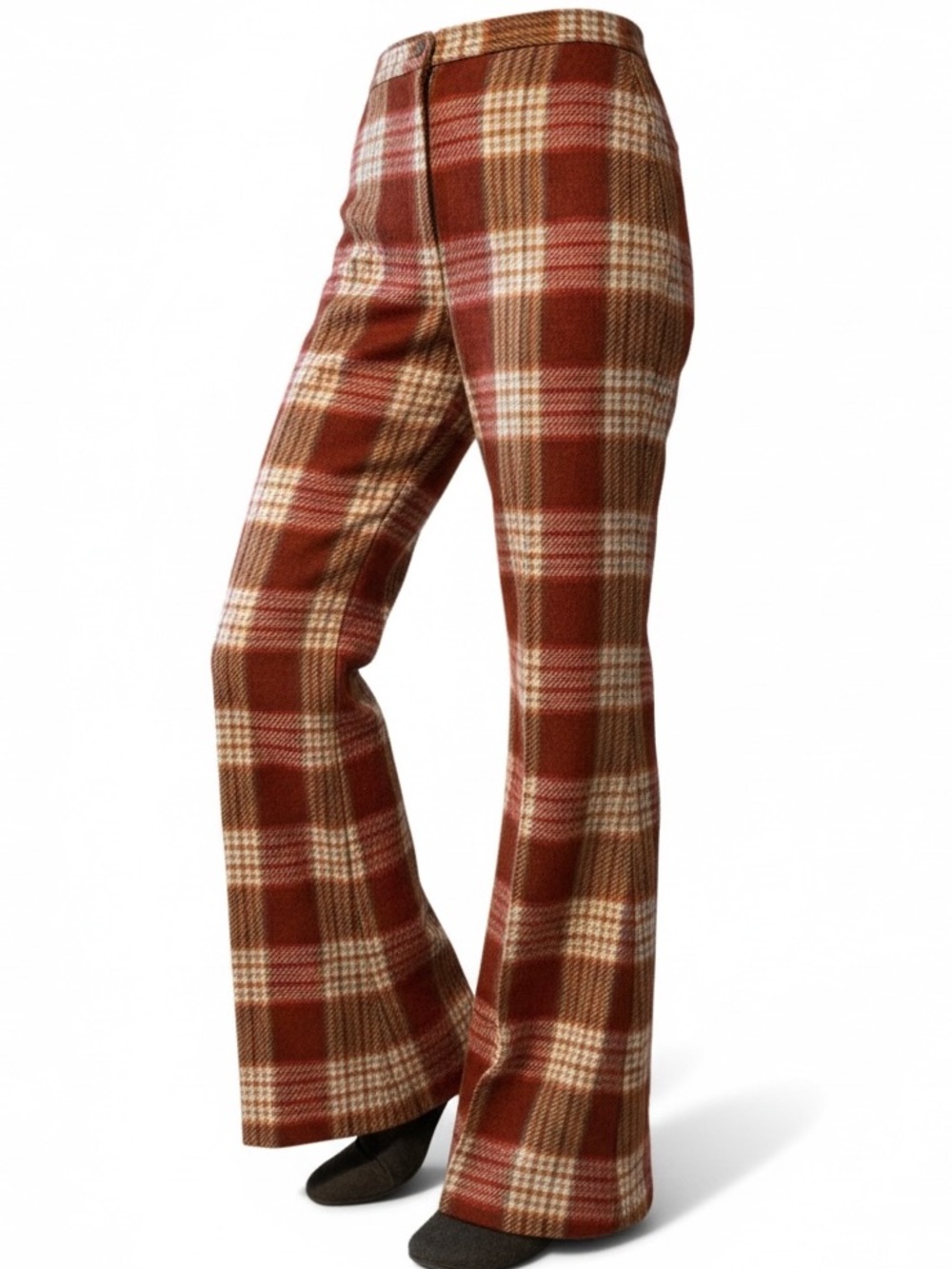 VINTAGE CRAZY HORSE wool plaid wide leg ultra high rise pants size 4/6 like new